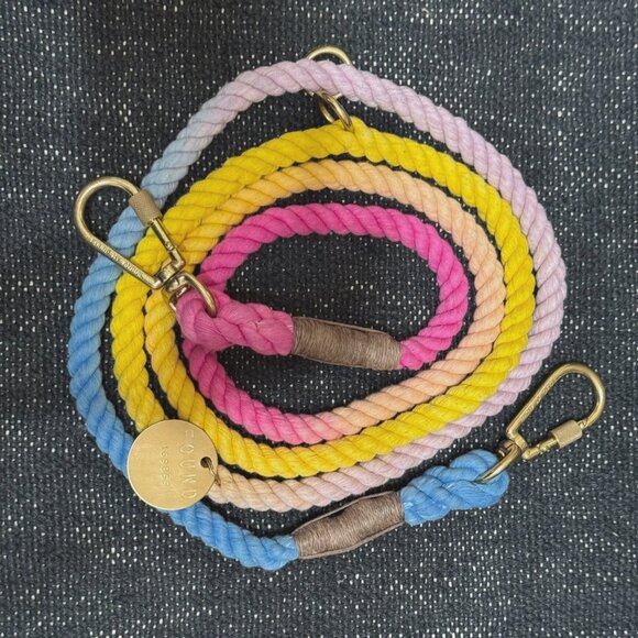 Found My Animal Adjustable Rope Dog Leash, 7 feet, Ombre Rainbow - Picture 2 of 13